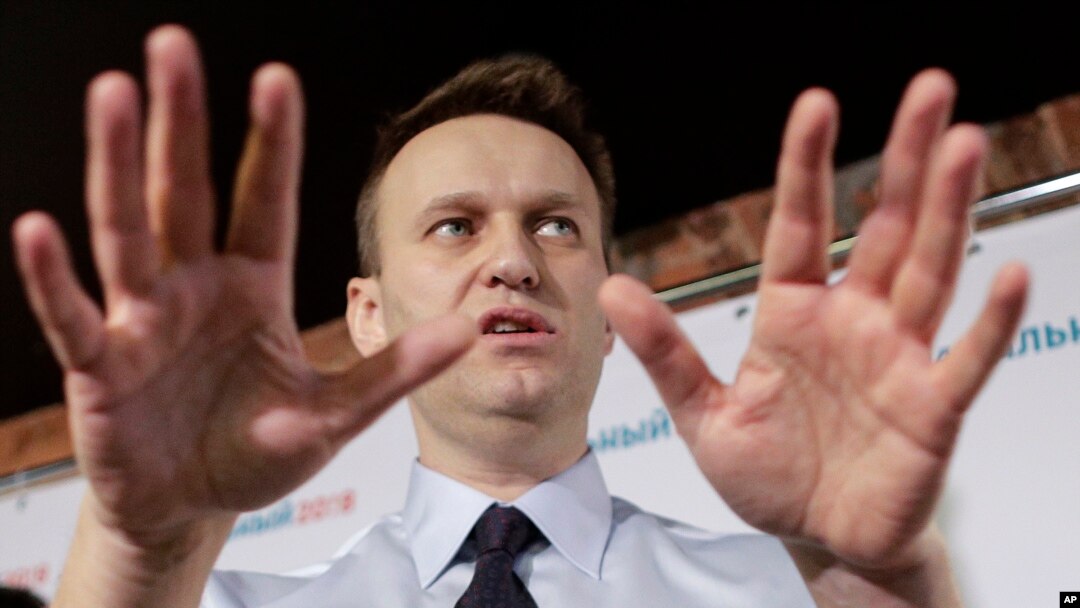 Russian opposition leader Alexei Navalny holds a news conference in his campaign office in St. Petersburg, Russia, Feb. 4, 2017.