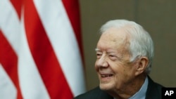 Mantan Presiden AS Jimmy Carter saat hadiri dalam sebuah acara di Atlanta pada 14 Januari 2016. (Foto: AP/John Bazemore)