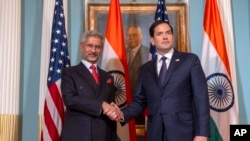 Secretary of State Marco Rubio, right, meets with India's Foreign Minister Subrahmanyam Jaishankar at the State Department, Jan. 21, 2025, in Washington. 