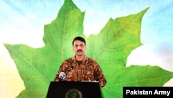 Juru bicara Militer Pakistan Mayor Jenderal Asif dalam konferensi pers di Rawalpindi, 4 September 2019.