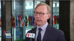 FILE - U.S. Special Representative for Iran Brian Hook speaks to VOA Persian at the State Department in Washington, Feb. 26, 2020.