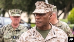 FILE - U.S. Marine Corps Gen. Michael Langley, head of U.S. Africa Command, attends a military exercise in Agadir, Morocco, May 30, 2024.