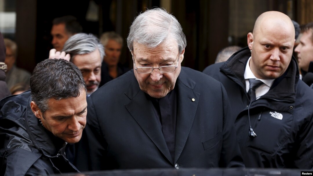 Australian Cardinal George Pell leaves at the end of a meeting with the victims of sex abuse, at the Quirinale hotel in Rome, Italy, March 3, 2016.
