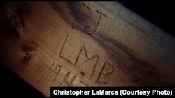 Messages, some dating back a century, written by children on the walls of a barn on the site of the former St. Joseph’s Mission Indian residential school. (Sugarcane Film LLC)