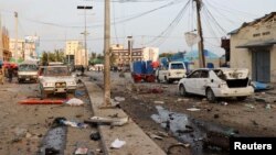 A general view shows the scene of an explosion in Mogadishu, Somalia, Nov. 9, 2018.