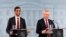 Finland Prime Minister Antti Rinne, right, and Google CEO Sundar Pichai take part in a joint press conference in Helsinki, Finland, Sept. 20, 2019. 
