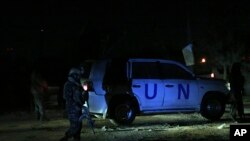 Afghan security personnel arrive at the site of explosion in Kabul, Afghanistan, Nov. 24, 2019. 