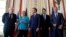 Francuski predsednik Emanuel Makron (u sredini) sa britanskim premijerom Borisom Džonsonom (krajnje levo), nemačkom kancelarkom Angelom Merkel (L), premijerom Italije u tehničkom mandatu Đuzepeom Konteom (D) i odlazećim predsednikom Evropskog saveta Donaldom Tuskom