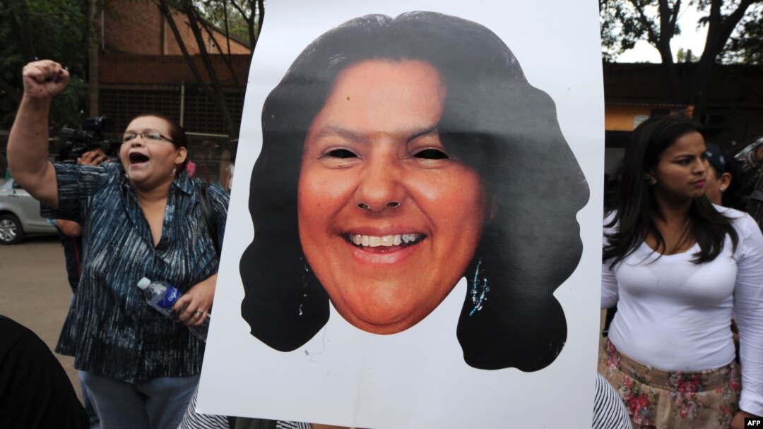 Demonstrators protest the murder of environmental activist Berta Caceres in La Esperanza, 200 km northwest of Tegucigalpa, on March 3, 2016. 