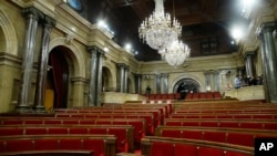 A view of the empty Catalan Parliament in Barcelona, Spain, Jan. 30, 2018. 