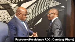 Président Félix Tshisekedi akutani na Dr. Denis Mukwege, Prix Nobel ya 2018, na New York, 24 septembre 2019. (Facebook/Présidence RDC)