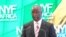 (FILES) Le Premier ministre gabonais Raymond Ndong Sima lors de la séance d'ouverture du New York Forum Africa à Libreville, le 8 juin 2012.