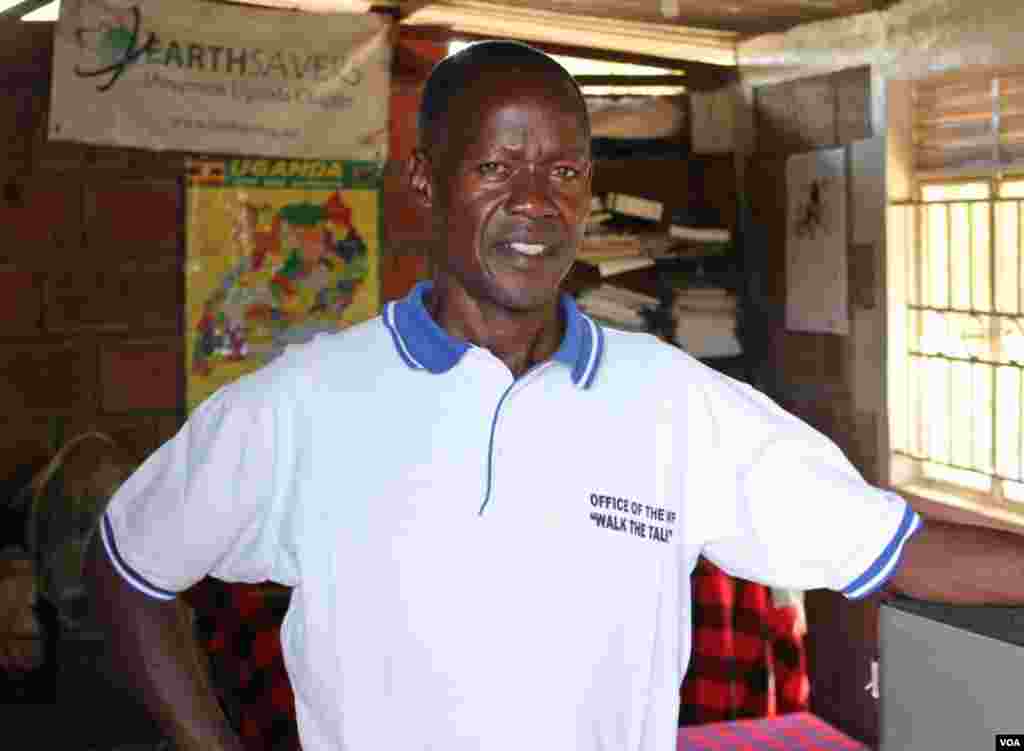 Simon Nangiro, head of the Karamoja Miners Association, in his office in Moroto, Uganda, March 3, 2014. (Hilary Heuler for VOA)