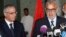 Morocco's Prime Minister Abdelilah Benkirane (R) and his Libyan counterpart Ali Zeidan speak to the media during a press conference in Rabat, Morocco, Oct. 8, 2013.