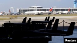 U.S. ScanEagle Unmanned Aerial Vehicles are displayed at a hangar before a transfer ceremony from the U.S. to the Philippine Air Force at the Villamor Air Base in Pasay city, Metro Manila, Philippines March 13, 2018.