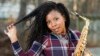 Saxophonist Tia Fuller poses for a photo session in Piscataway, N.J., Jan. 6, 2019.