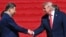 美国总统唐纳德·特朗普与中国国家主席在参访华盛顿美国国家档案馆后握手道别。(2026年9月25日)