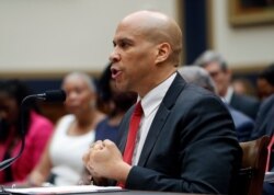 Democratic Presidential candidate Sen. Cory Booker, D-N.J., testifies about reparations for the descendants of slaves during a hearing before the House Judiciary Subcommittee on the Constitution, Civil Rights and Civil Liberties, June, 19, 2019.