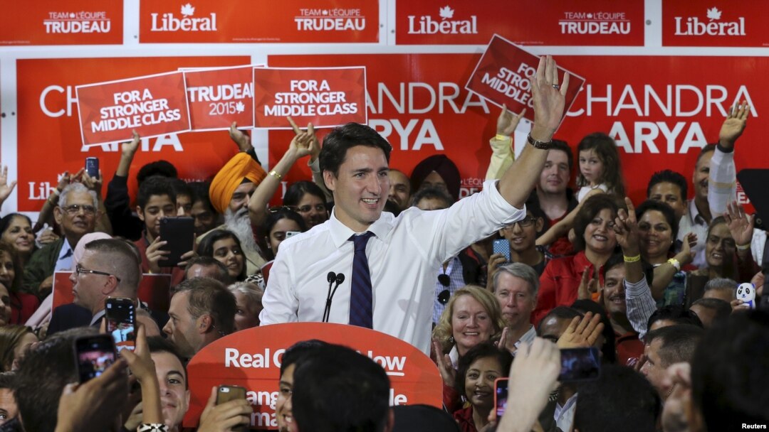 Justin Trudeau selama masa kampanye di Ottawa, Ontario