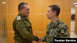 دیدار دریاسالار برد کوپر، رئیس ستاد فرماندهی مرکزی آمریکا (سنتکام)، با سپهبد ایال زمیر، رئیس ستاد کل نیروهای دفاعی اسرائیل (عکس: ارتش دفاعی اسرائیل)
