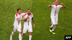 La Serbie lors du match avec le Costa Rica, en Russie, le 17 juin 2018.