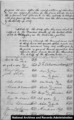 Signature page, Treaty of Enchota, 1835.