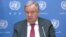 Le secrétaire général de l'ONU Antonio Guterres (photo Celia Mendoza/VOA)