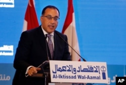 FILE - Egyptian Prime Minister Mostafa Madbouly in Beirut, Lebanon, May 2, 2019.