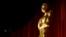 FILE - An Oscar statue is seen on stage at the 88th Academy Awards nomination ceremony in Beverly Hills, Calif., Jan. 14, 2016.