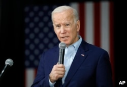 Democratic presidential candidate former Vice President Joe Biden speaks during a campaign event at the North Iowa Events Center, Jan. 22, 2020, in Mason City, Iowa.