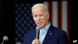 Democratic presidential candidate former Vice President Joe Biden speaks during a campaign event at the North Iowa Events Center, Jan. 22, 2020, in Mason City, Iowa. 