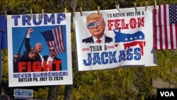 Cindermata yang dijual di sekitar arena kampanye Donald Trump di Kota Flint, Michigan. (Rivan Dwiastono/VOA)