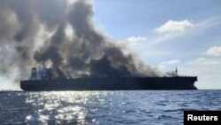 نفتکش آتش‌گرفته پابلو در سواحل جنوبی مالزی - ۱ مه ۲۰۲۳