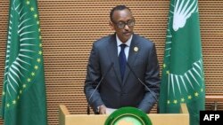 Paul Kagame, président de la République du Rwanda et président en exrcice africaine de Union africaine, prononce un discours au siège de l’UA, à Addis Abeba, Ethiopie, 17 novembre 2018.