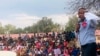 FILE - Opposition leader McHenry Venaani is shown in this Nov. 3, 2019, photo at a rally in Gobabis, Namibia.