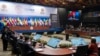Los líderes asisten a la Reunión Ministerial del Grupo de Revisión de la Implementación de Cumbres durante la 52da. Asamblea General de la Organización de los Estados Americanos (OEA) en Lima, Perú, el 6 de octubre de 2022. 