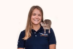 American researcher Ellie Cutright works with African giant pouched rats that are trained to detect landmines.