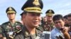 Lt. Gen. Hun Manet, son of Cambodian Prime Minister Hun Sen and deputy commander of the Royal Cambodian Army and commander of the National Counter Terror Special Force, talks to journalist about the Royal Cambodian Arm Force sports tournament. January 5, 2017. (Kann Vicheika/VOA Khmer)
