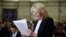 Former Venezuelan Chief Prosecutor Luisa Ortega shows documents that she claims prove that Venezuela's President Nicolas Maduro took bribes for the Brazilian construction company Odebrect, in Bogota, Colombia, April, 3, 2018.