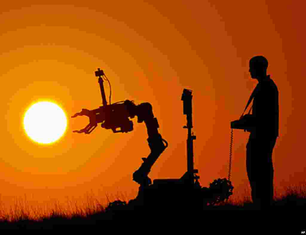 Sunset on the Robotic Vehicle Range at Sandia National Laboratories. (Randy Montoya)