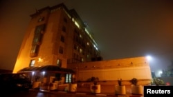 The headquarters building of the Temporary International Presence in Hebron (TIPH) is seen in Hebron, in the Israeli-occupied West Bank, Jan. 28, 2019.