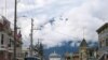 FILE - This July 29, 2014, photo shows a cruise ship docked in Skagway, Alaska, as passengers tour the town. 