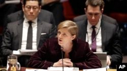 United States ambassador to the United Nations Samantha Power speaks after a vote during a Security Council meeting at U.N. headquarters, Wednesday, March 2, 2016. The U.N. Security Council voted Wednesday on a resolution that would impose the toughest sanctions on North Korea in two decades. (AP Photo/Seth Wenig)