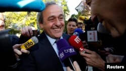 Michel Platini lors de son arrivée à Lausanne, en Suisse, le 29 avril 2016. 