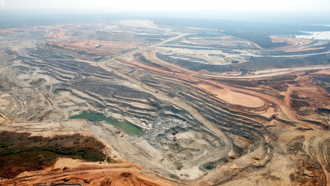 A terraced copper mine