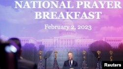 El presidente de Estados Unidos, Joe Biden, habla en el Desayuno Nacional de la Oración en el Capitolio de Washington el 2 de febrero de 2023.
