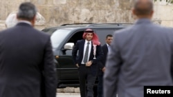 Jordan's Prince Hamzah (C) arrives for an event in downtown Amman, Jordan, Sept 9, 2015.