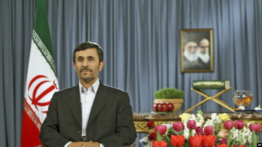 Iranian President Mahmoud Ahmadinejad takes part in a live TV program in Tehran on the occasion of the Iranian New Year, March 21, 2011