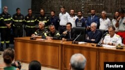 Prosecutor Raffaele Cammarano speaks during a press conference to share details about the investigation regarding the luxury yacht that sank during a violent storm, at the court in Termini Imerese, near Palermo, Italy, Aug. 24, 2024.