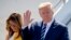 U.S President Donald Trump and first lady Melania Trump arrive in Biarritz, France, Aug. 24, 2019, for the G-7 summit. 